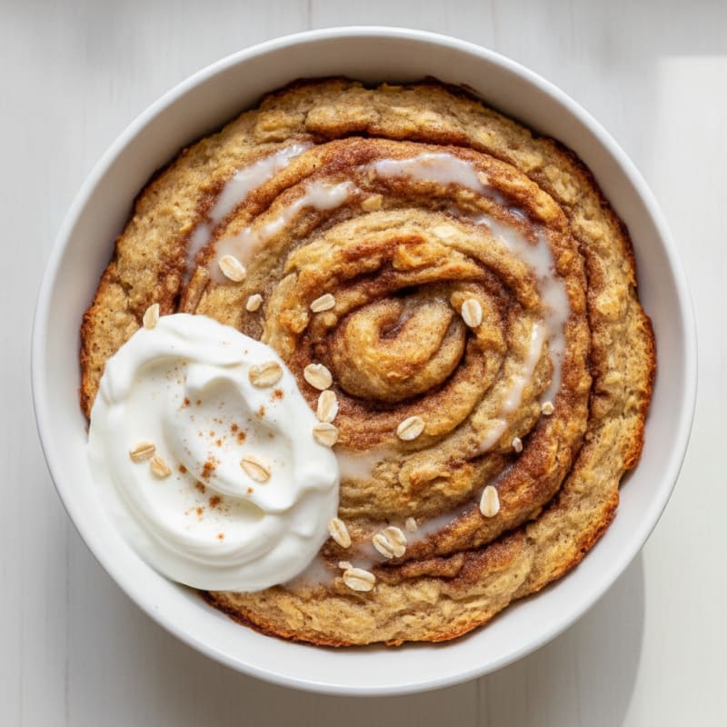 Cinnamon Swirl Baked Oats with Yogurt