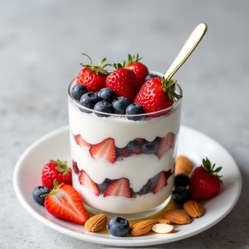Greek Yogurt Protein Parfait with Mixed Berries and Almonds