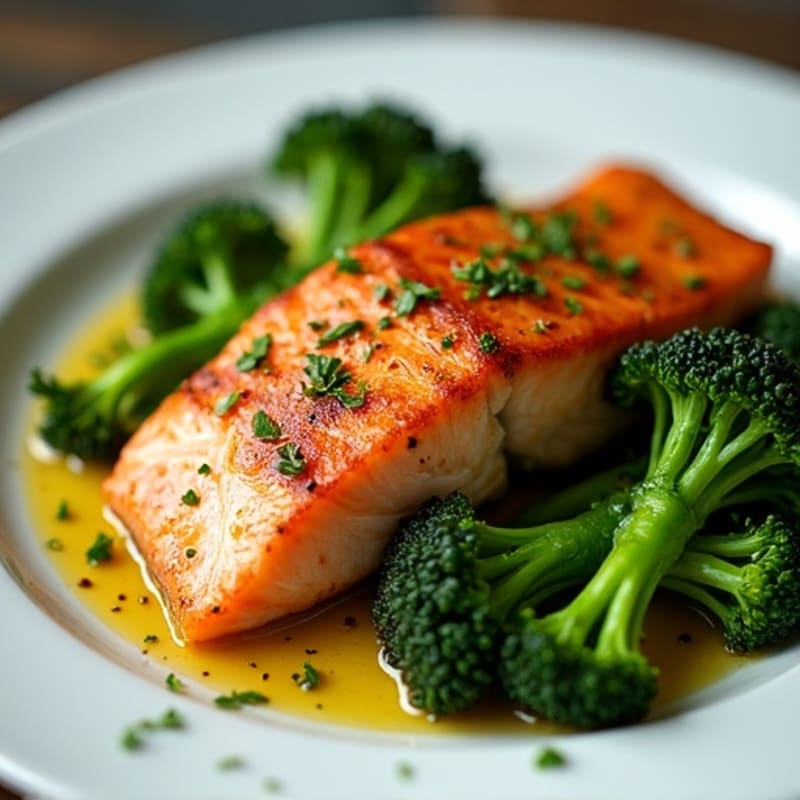 Crispy Pan-Seared Salmon with Lemon-Garlic Broccolini