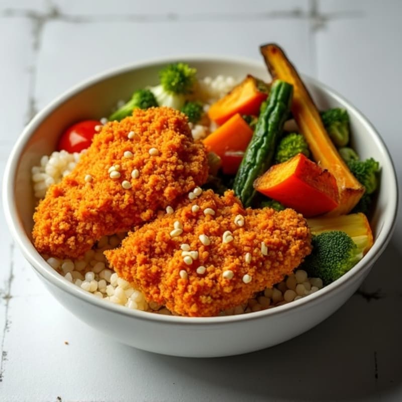 Crispy Buffalo Chicken Bowl with Roasted Vegetables