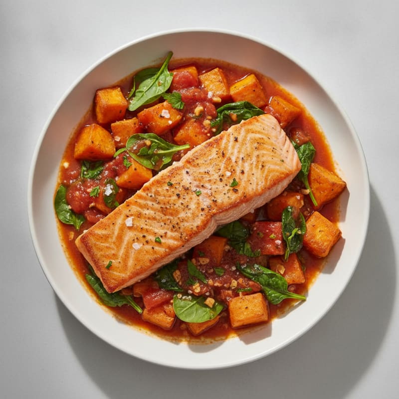 Pan-Seared Salmon with Roasted Sweet Potatoes