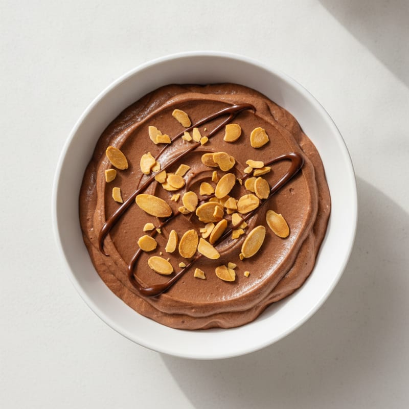 Silky Chocolate Protein Pudding with Crunchy Almonds