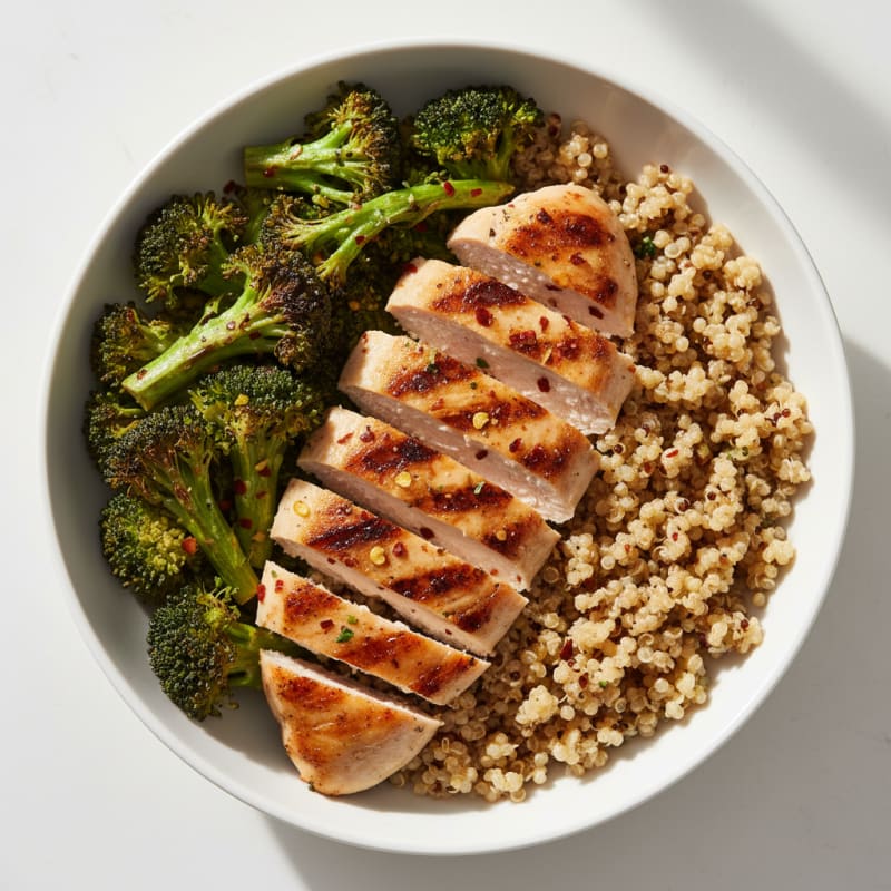 Grilled Chicken and Quinoa Power Bowl with Roasted Broccoli