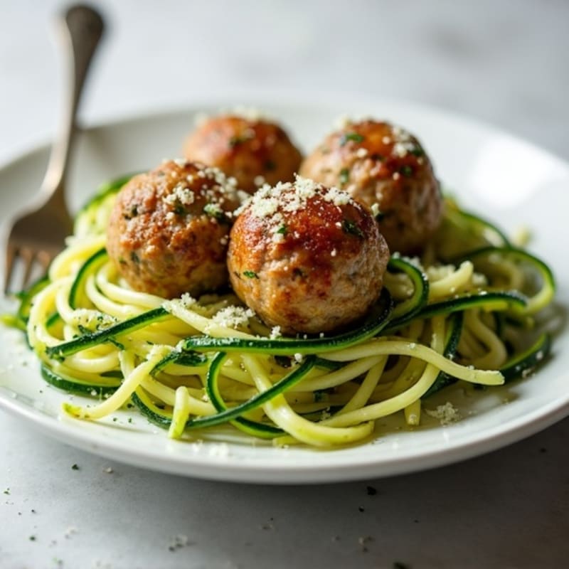 Herb-Garlic Turkey Meatballs with Zucchini Noodles