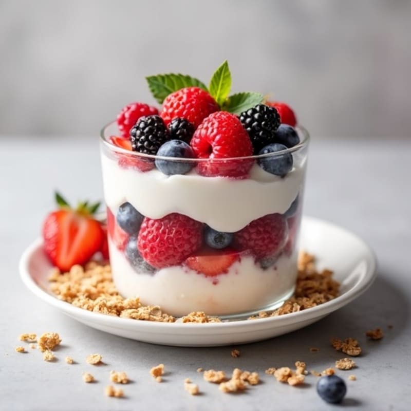 Greek Yogurt Protein Parfait with Mixed Berries