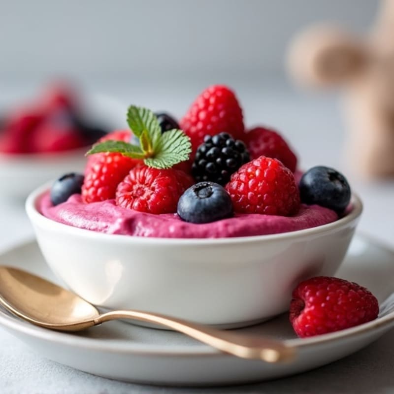 Silky Greek Yogurt Protein Mousse with Mixed Berries