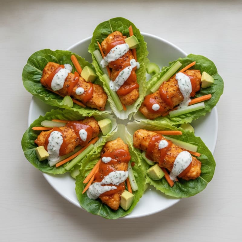 Buffalo Ranch Chicken Lettuce Wraps