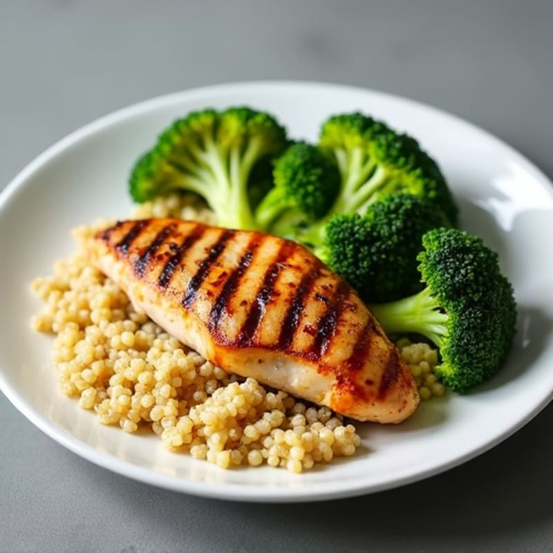 Grilled Chicken Breast with Quinoa and Steamed Broccoli