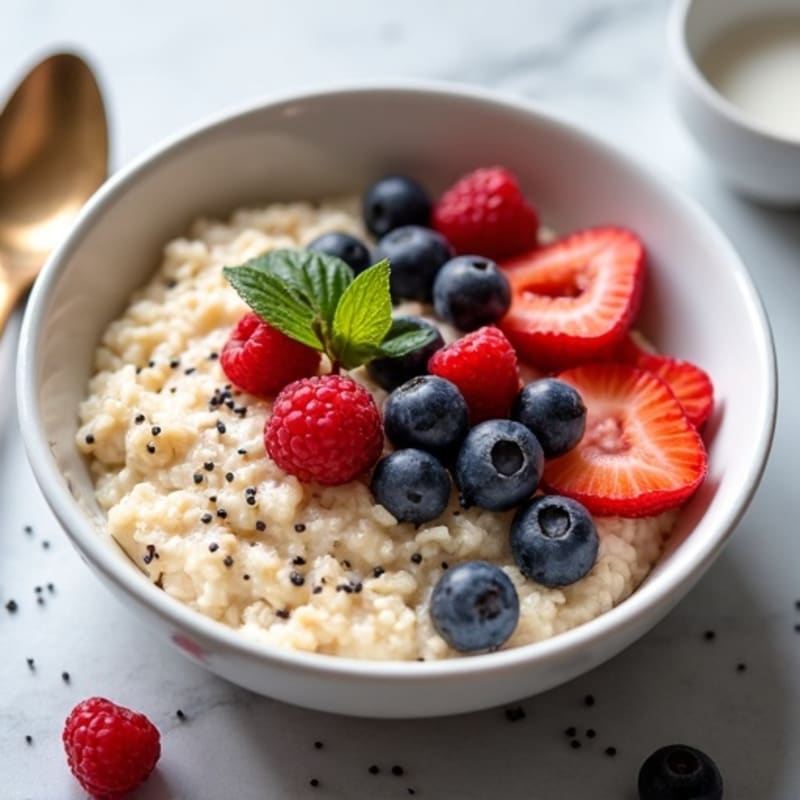 Protein-Packed Creamy Vanilla Oatmeal with Berries