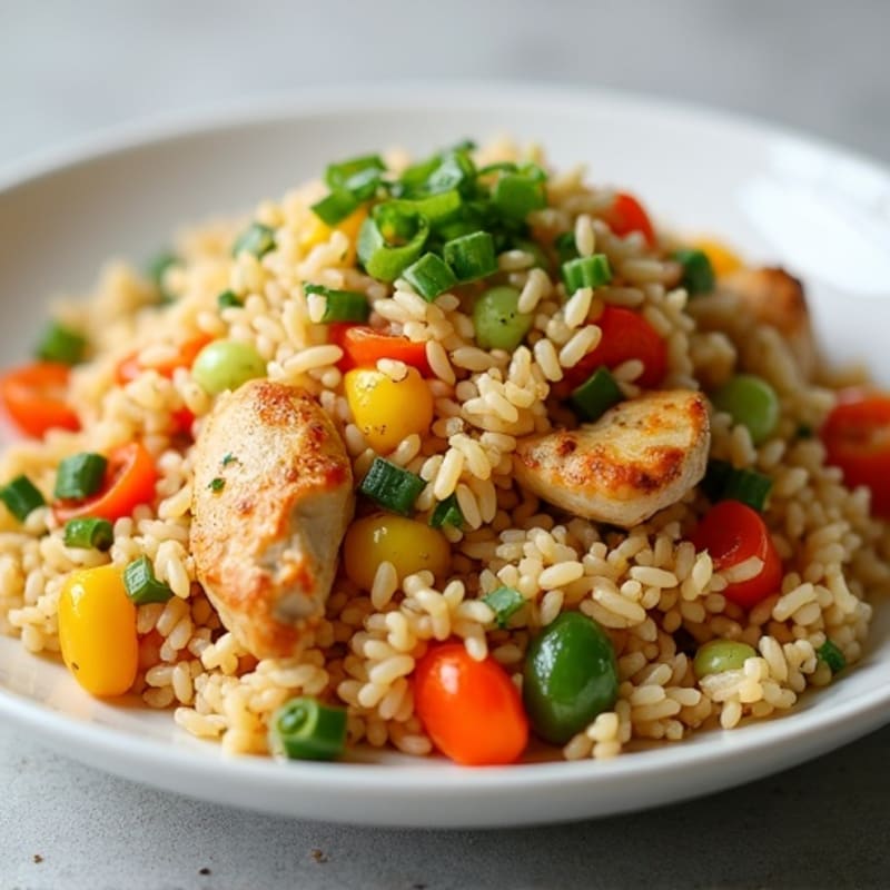 Healthy Chicken Fried Rice with Fresh Vegetables