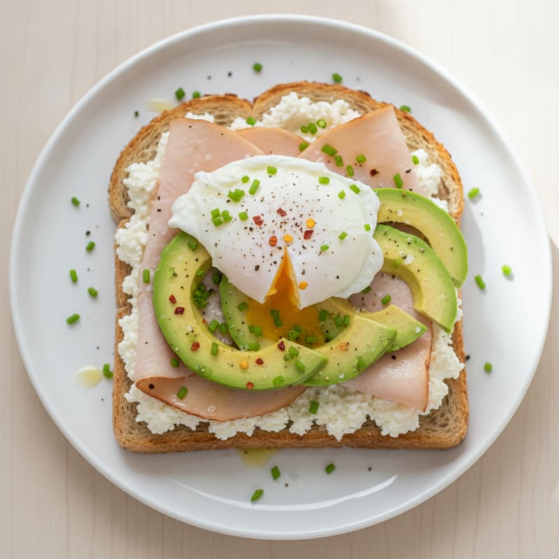 Cottage Cheese Avocado Toast with Poached Egg