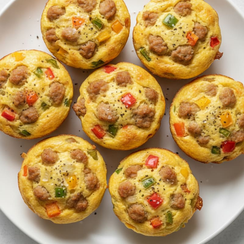 Turkey Sausage Egg Muffins with Peppers