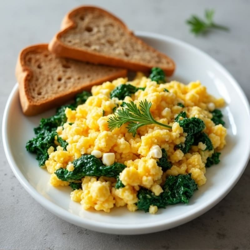 Egg White and Spinach Scramble with Cottage Cheese