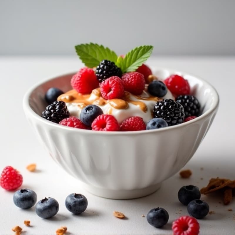 Greek Yogurt Protein Bowl with Mixed Berries and Almond Butter