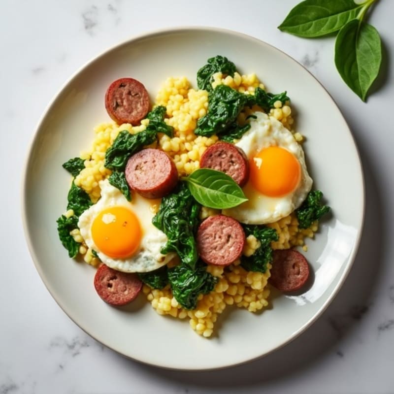 Egg White and Turkey Sausage Scramble with Spinach