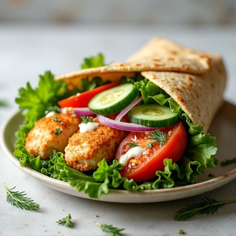 Crispy Greek Chicken Wrap with Fresh Herbs