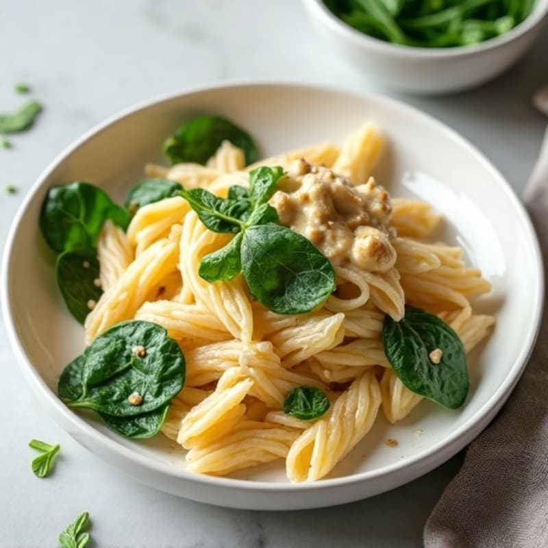 Creamy Cashew Alfredo Pasta with Fresh Spinach