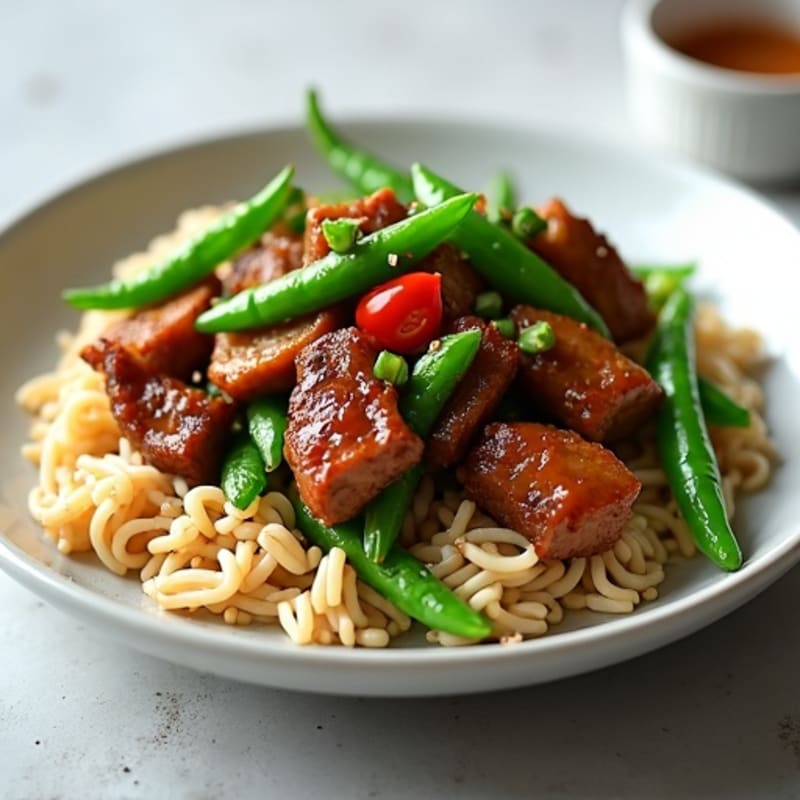 Crispy Ginger-Garlic Beef with Snap Peas