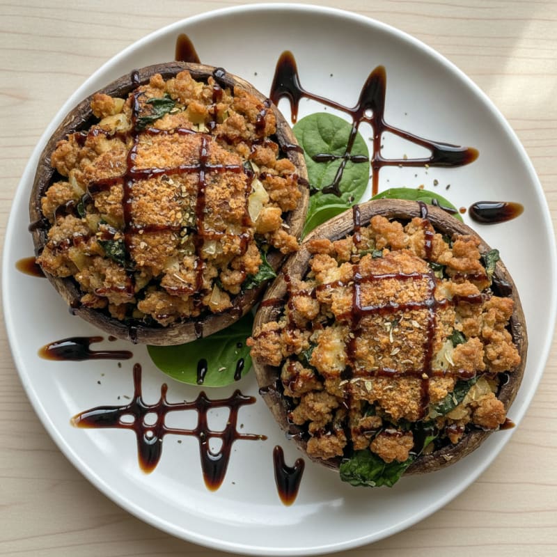 Herb-Stuffed Portobello Mushrooms with Balsamic Glaze