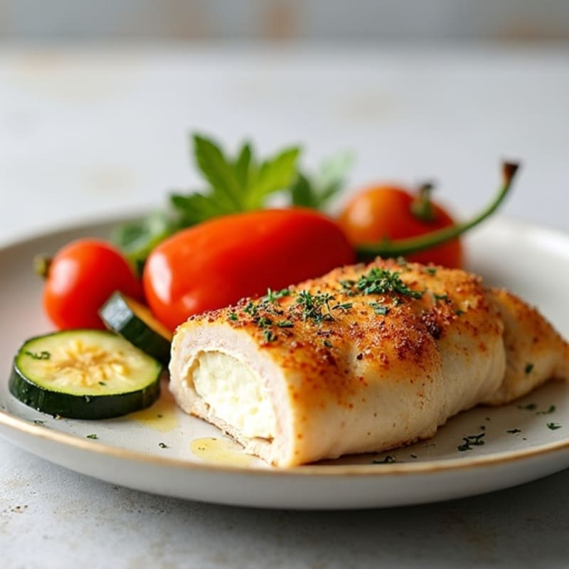 Creamy Ricotta Stuffed Chicken with Roasted Vegetables