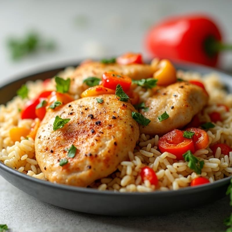 Savory One-Pan Chicken and Rice with Bell Peppers