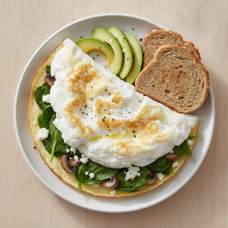 Fluffy Egg White and Spinach Omelet