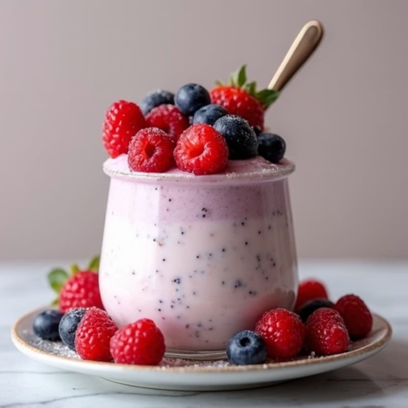 Greek Yogurt Protein Mousse with Mixed Berries