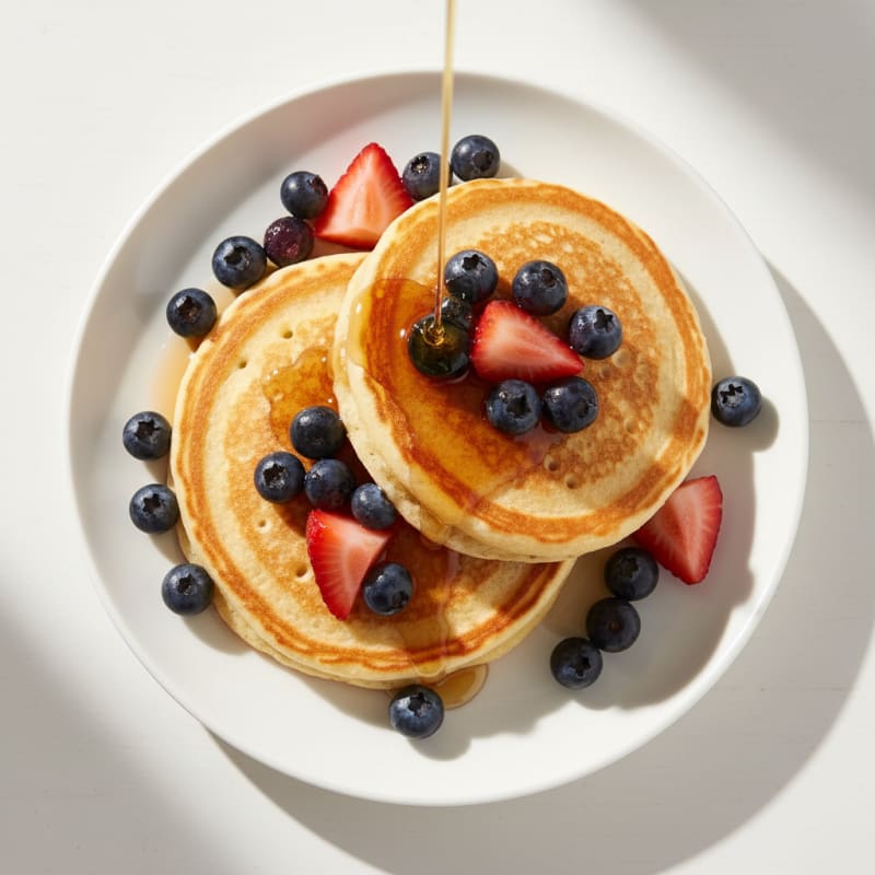 Fluffy Golden Buttermilk Pancakes with Berries