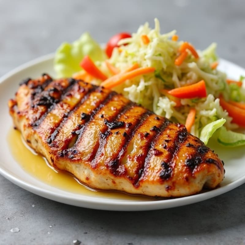 Grilled Chicken Breast with Crunchy Cabbage Slaw