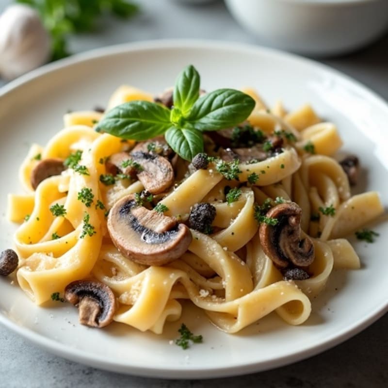 Creamy Garlic-Truffle Mushroom Pasta with Fresh Herbs
