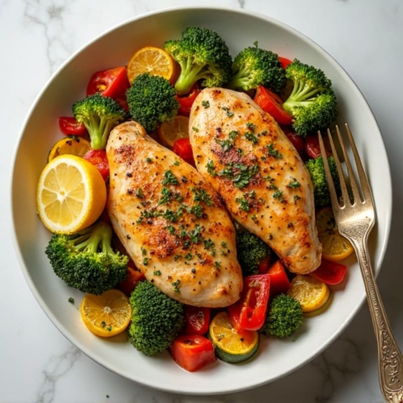 Sheet Pan Lemon Herb Roasted Chicken and Crispy Vegetables