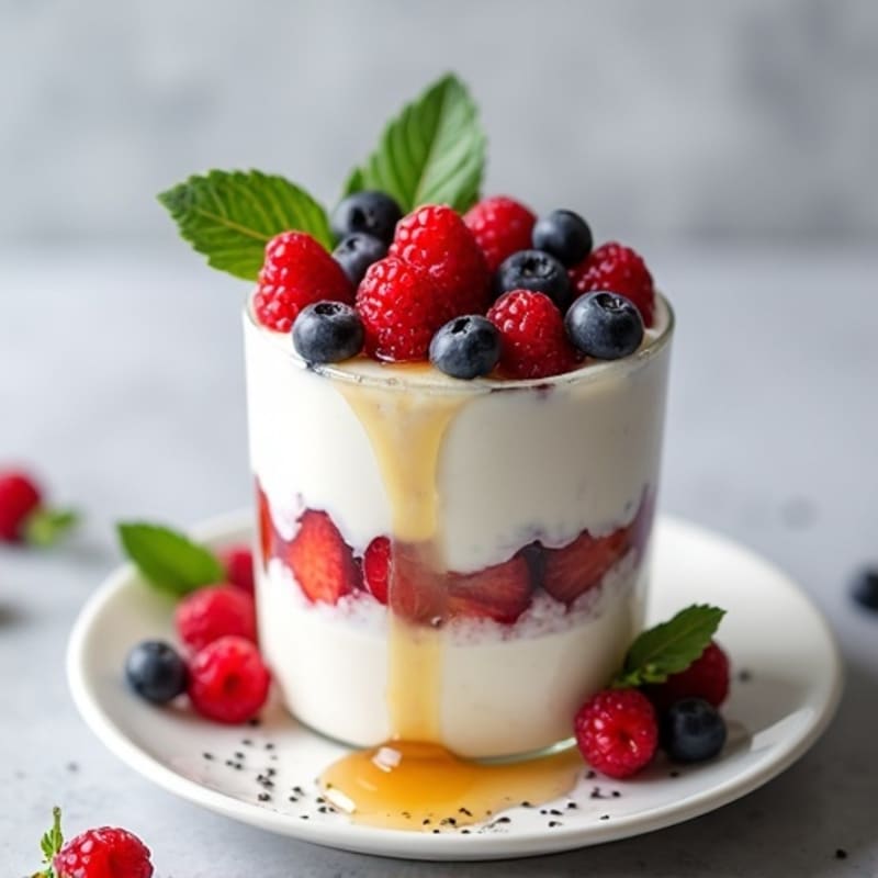 Greek Yogurt Protein Parfait with Mixed Berries