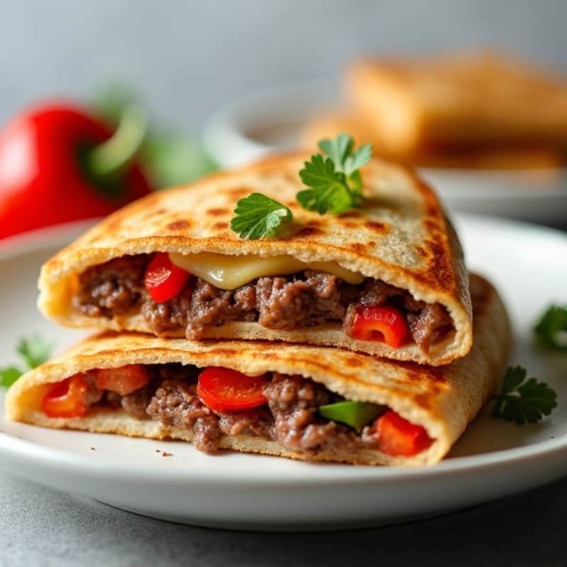 Crispy Whole Wheat Steak and Bell Pepper Quesadillas