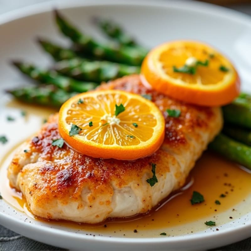 Crispy Orange Glazed Chicken with Roasted Asparagus