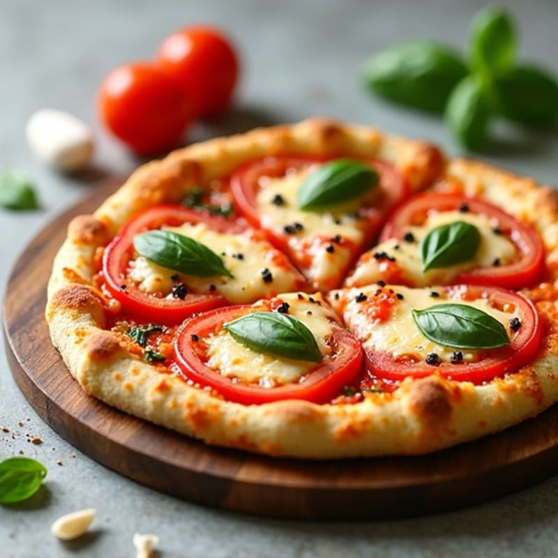 Crispy Cauliflower Crust Pizza with Fresh Tomato, Melty Mozzarella, and Basil
