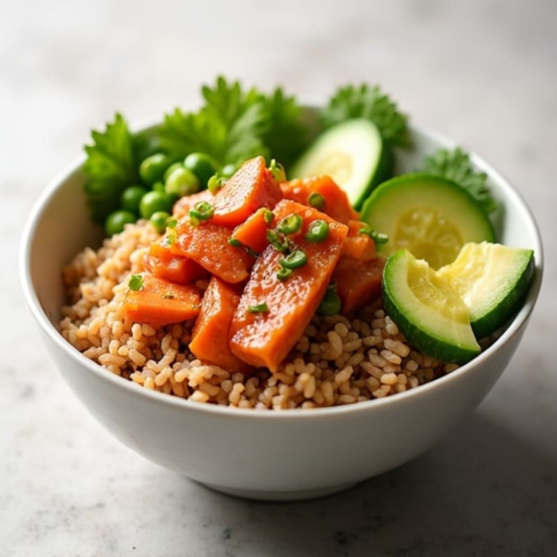 Spicy Tuna and Fresh Vegetable Rice Bowl