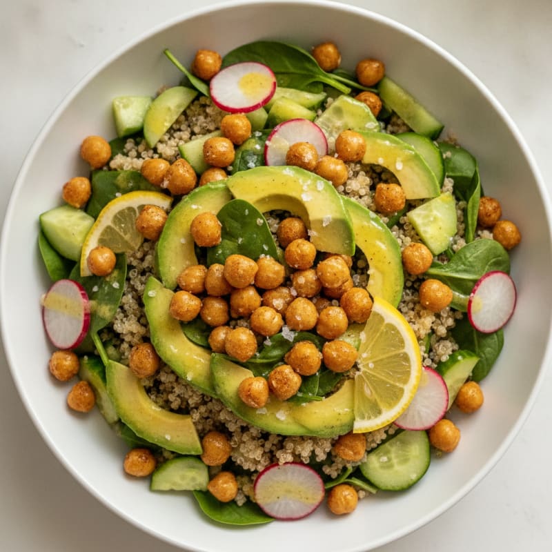 Crunchy Chickpea and Avocado Salad with Quinoa