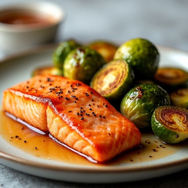 Spicy Sriracha-Glazed Salmon with Crispy Brussels