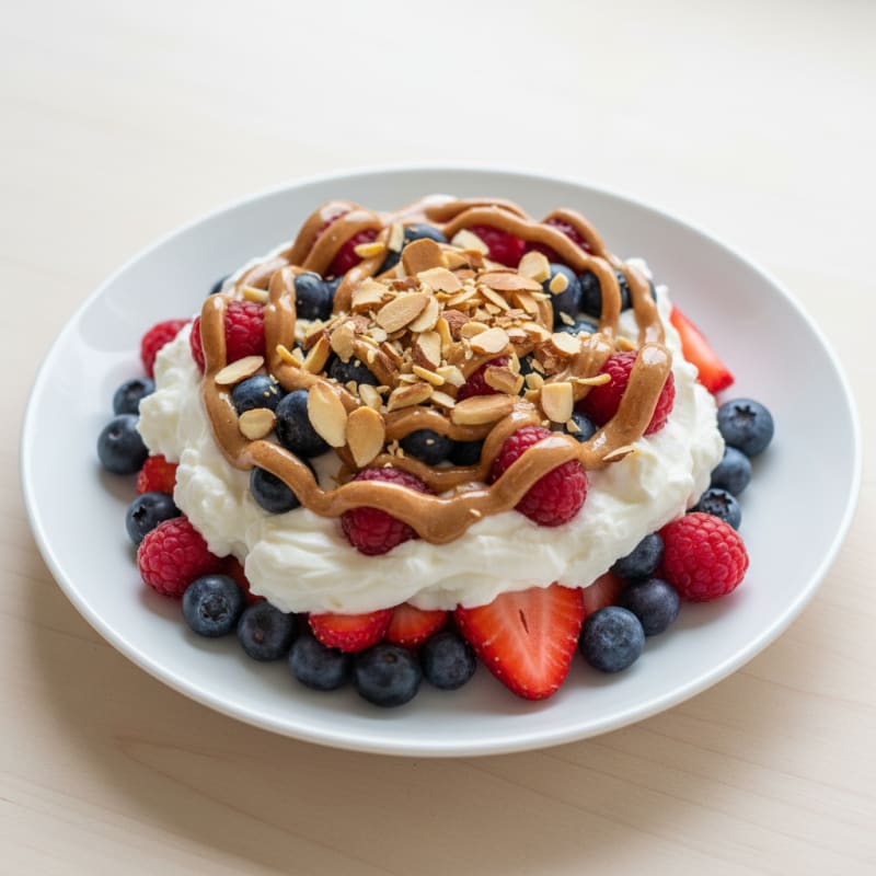 Greek Yogurt Protein Parfait with Mixed Berries and Almond Butter
