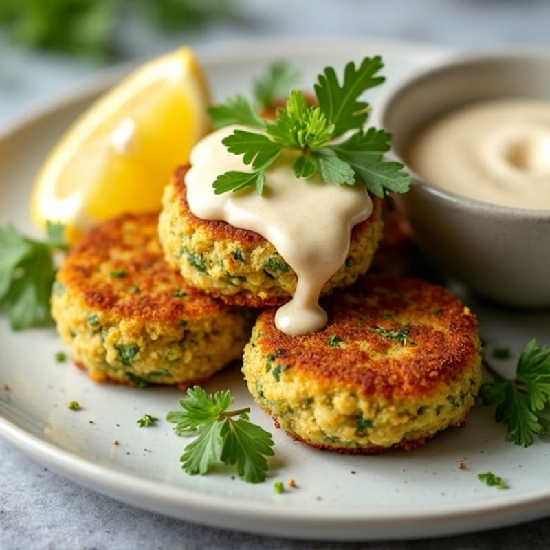 Crispy Baked Falafel with Lemon-Herb Tahini