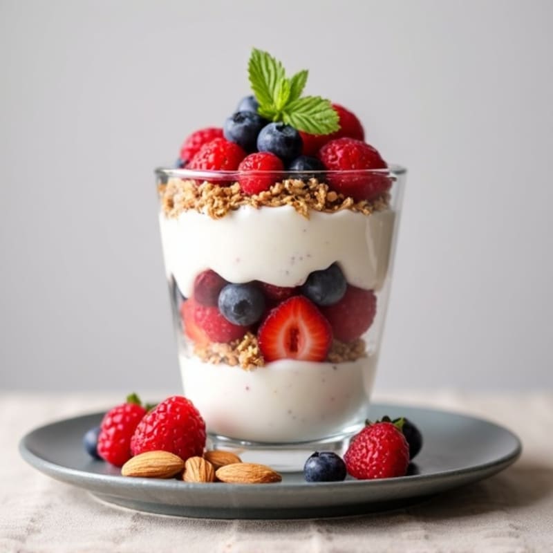Greek Yogurt Protein Parfait with Mixed Berries