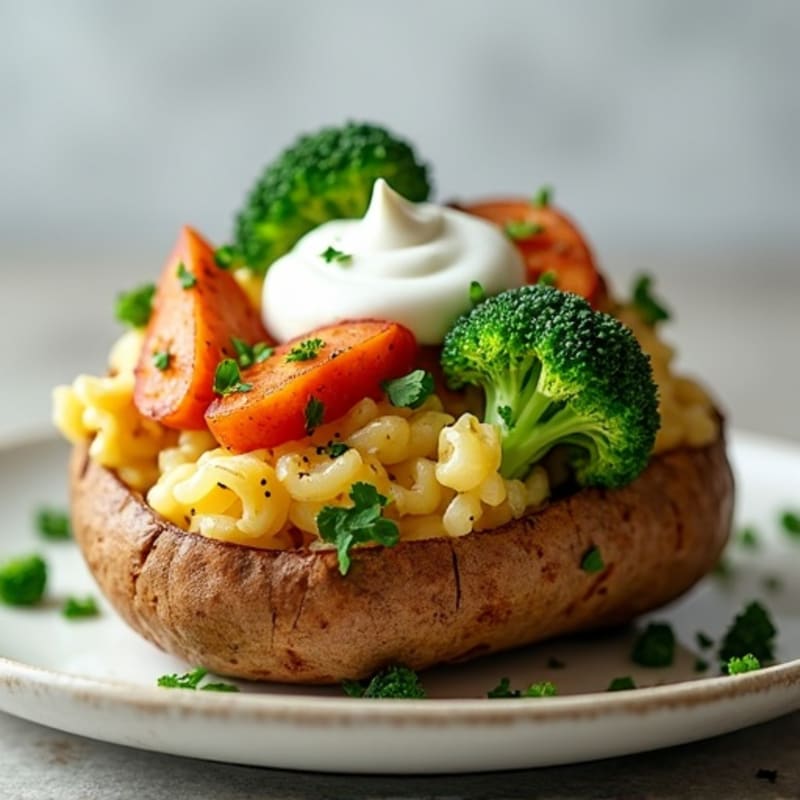 Hearty Chicken and Broccoli Loaded Baked Potato