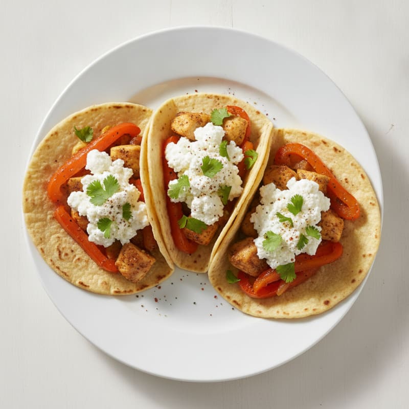 Chicken and Pepper Cottage Cheese Tacos