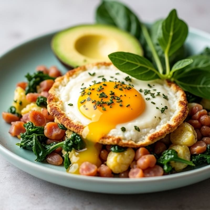 Cottage Cheese Scramble with Spinach and Turkey Bacon