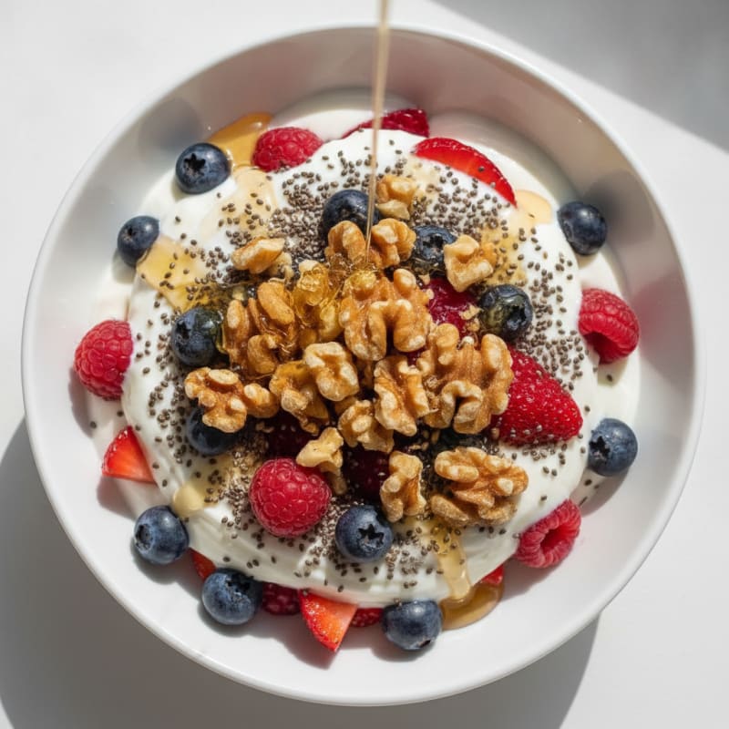 Creamy Greek Yogurt Parfait with Chia Seeds and Mixed Berries