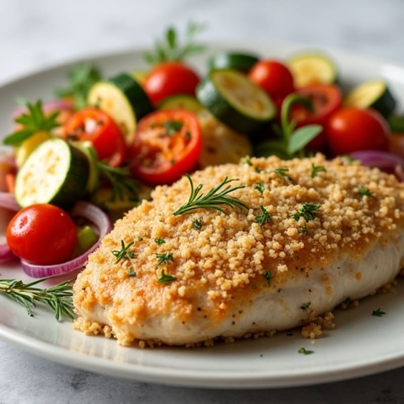 Herb-Crusted Pan Seared Chicken with Roasted Vegetables