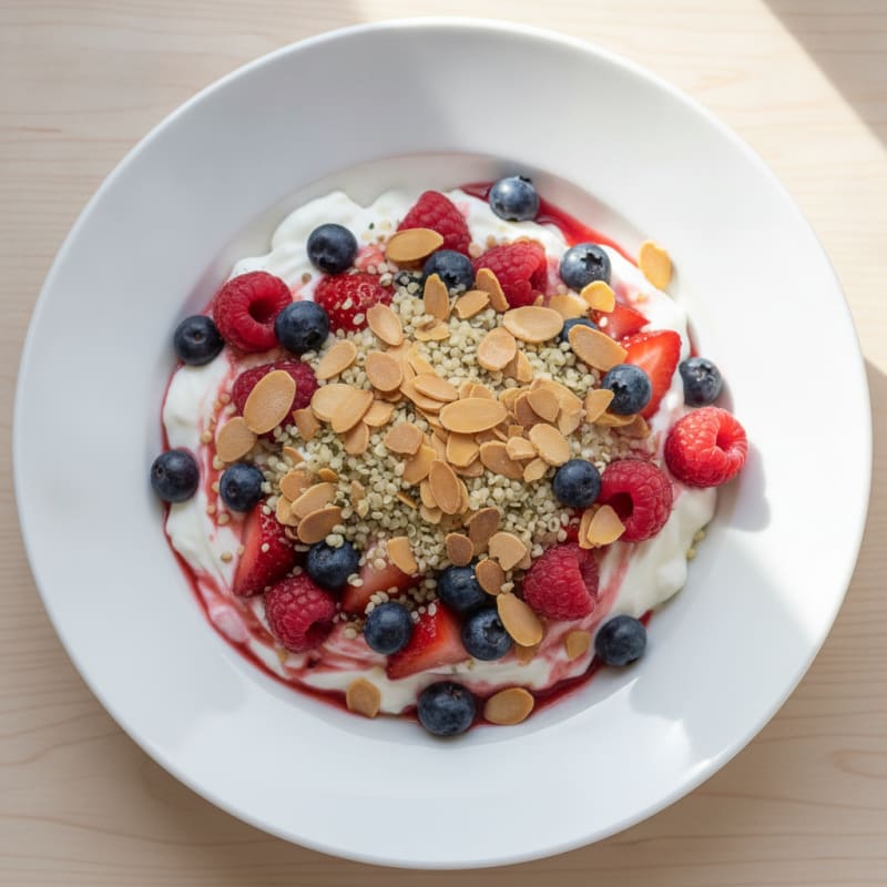 Greek Yogurt Protein Parfait with Mixed Berries