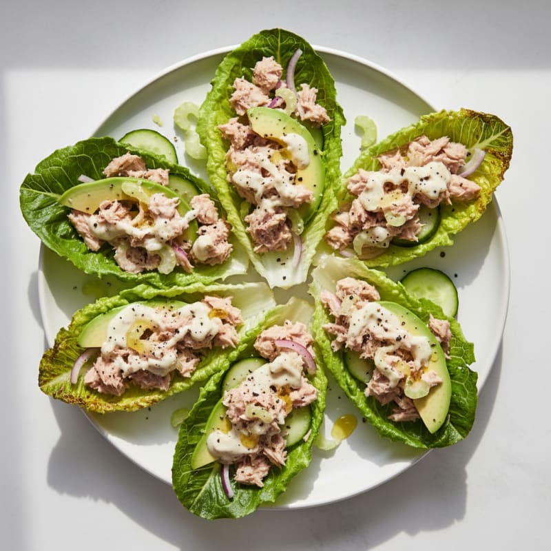 Crispy Tuna Lettuce Wraps with Zesty Dressing