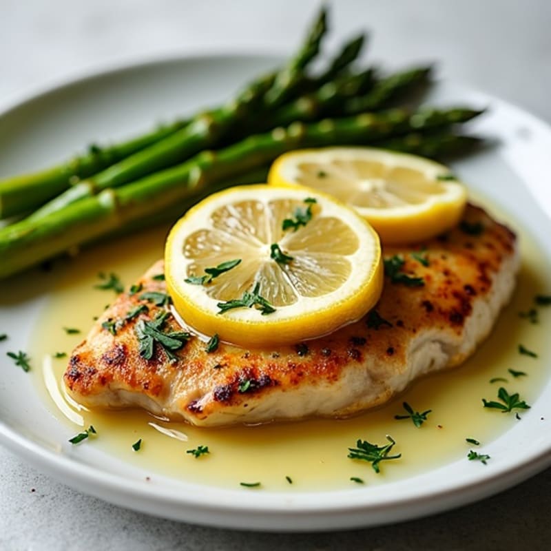 Seared Lemon-Herb Chicken with Roasted Asparagus