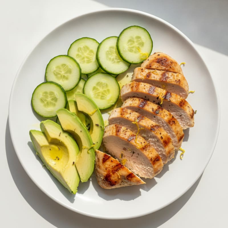 Grilled Turkey Breast with Cucumber Slices